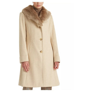 Ralph Lauren Women's Faux Fur Collar Coat