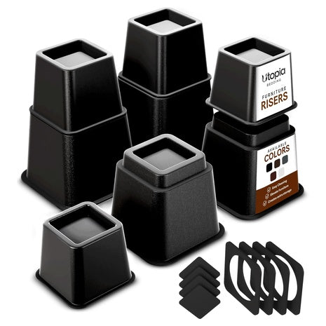 Set Of 4 Utopia Adjustable 3'' & 5'' Bedding Bed Furniture Risers