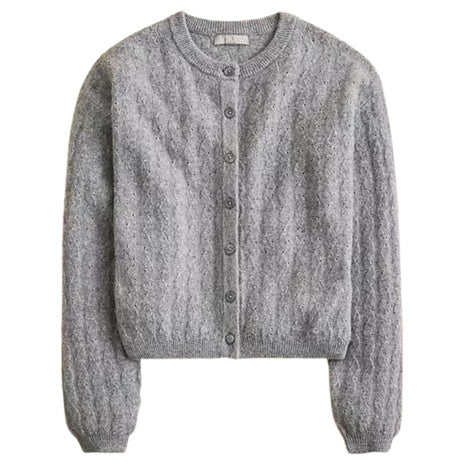 Women's Supersoft Pointelle Bubble-Hem Cardigan