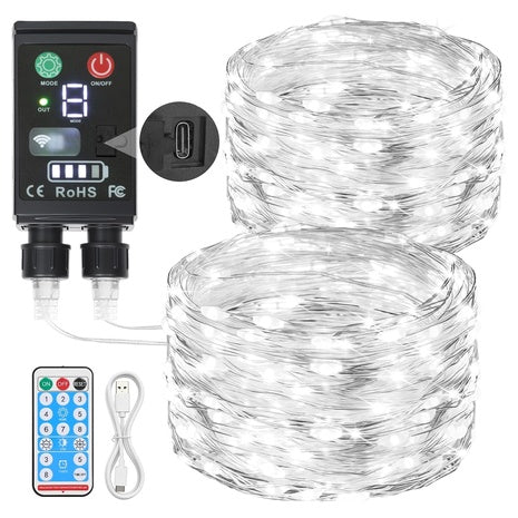 66' Lakumu 2 In 1 Rechargeable Fairy Lights W/ Remote Timer