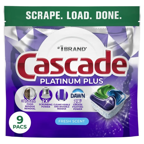 9-Count Cascade Platinum Plus Dishwasher Detergent Pods + $4 Walmart Cash