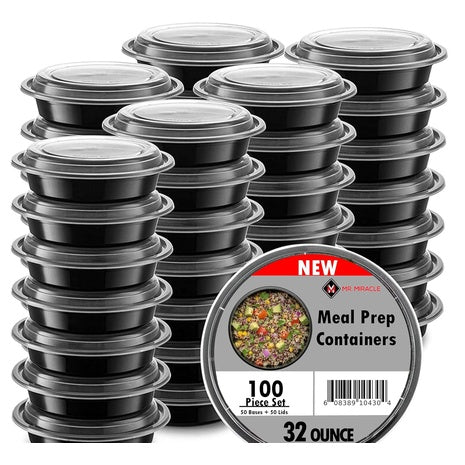 50 Round Meal Prep Containers w/ Lids