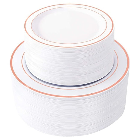 120 Rose Gold Disposable Dinner & Dessert Plates