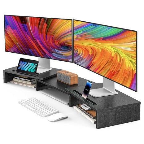 Dual Monitor Stand Riser with Adjustable Slots