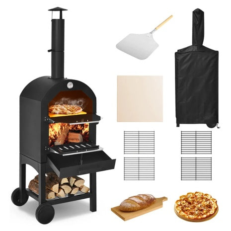 Costway Outdoor Pizza Oven Wood Fire Pizza Maker Grill