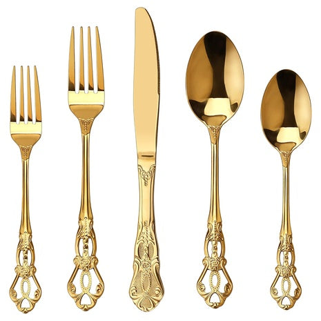 20-Piece Royal Gold Stainless Steel Flatware Set