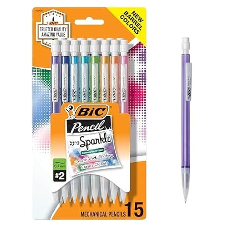 15 BIC Xtra Sparkle No. 2 Mechanical Pencils with Erasers