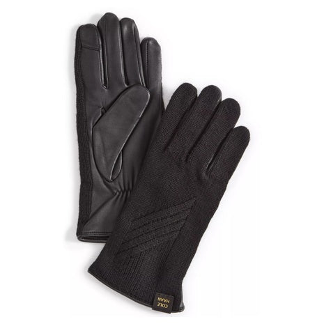 Cole Haan Women's Rib Knit Leather\ Palm Gloves