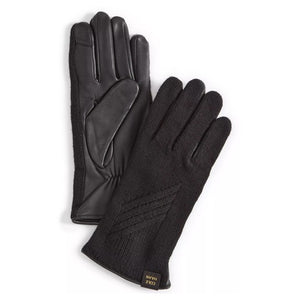 Cole Haan Women's Rib Knit Leather\ Palm Gloves