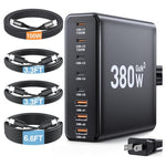 380W 8-Port USB C Charger Block With 4 USB-C Cables