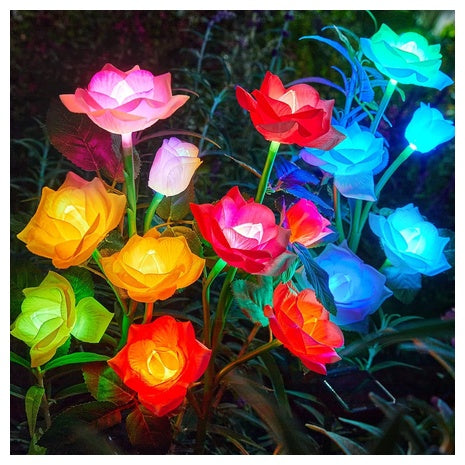 3-Pack Solar Rose Garden Lights