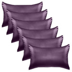 6-Pack Elegant Comfort King Purple Satin Pillowcase Set