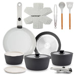 18-Piece NutriChef Ceramic Cookware Set With Detachable Handles