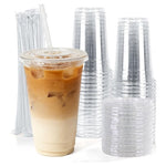 200 16oz Clear Plastic Cups with Lids and Straws