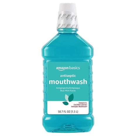 50.7oz Amazon Basics Fresh Breath Blue Mint Antiseptic Mouthwash