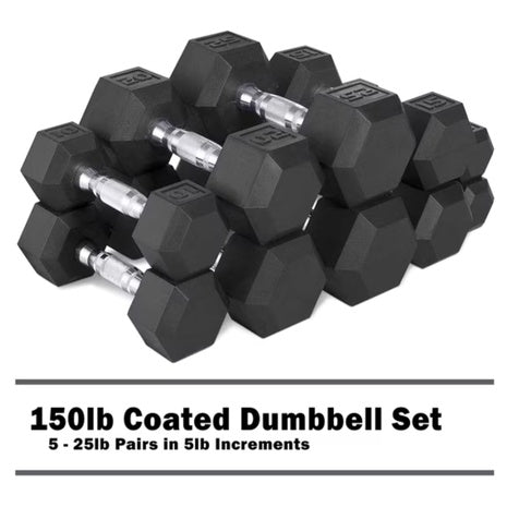 CAP 150lb Rubber Hex Dumbbell Set