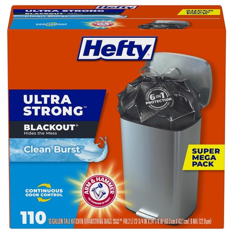 110 Hefty Ultra Strong 13 Gallon Trash Bags