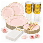 175-Piece Pink Plastic Dinnerware Set