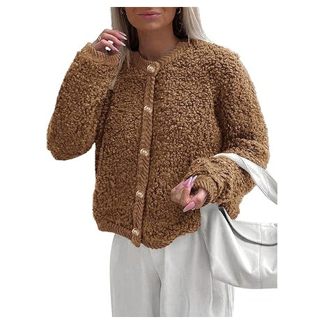 Women's Fuzzy Fleece Cropped Jacket (12 Colors)