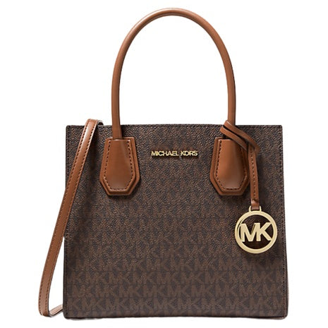 Michael Kors Women's Mercer Medium Logo and Leather Accordion Crossbody Bag