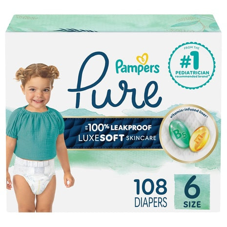 108 Size 6 Pampers Pure Diapers