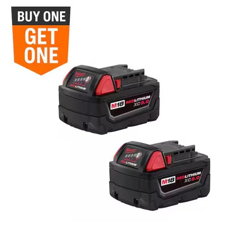 2-Pack M18 18-Volt Lithium-Ion XC 5.0 Ah Battery-Pack + Select Free Gift