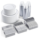 600 Piece Gold Or Silver Disposable Dinnerware Sets