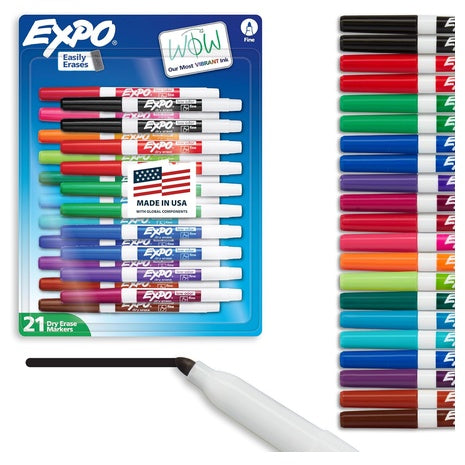 21 EXPO Fine Tip Dry Erase Markers