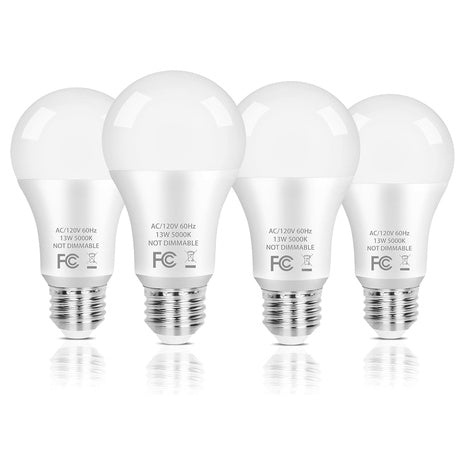 4-Pack A19 5000K 100 Watt Equivalent LED Light Bulb