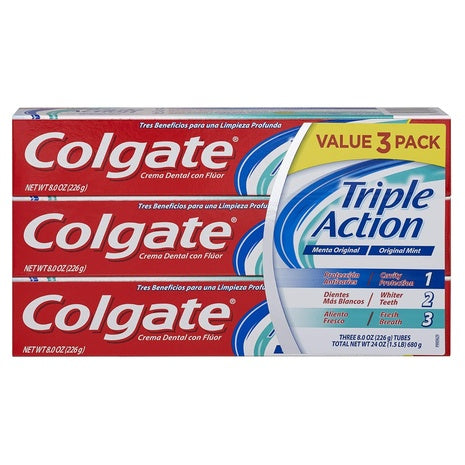 3 Colgate Triple Action Mint Toothpastes (8oz)
