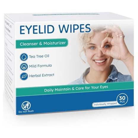 30 Or 60 Tea Tree Oil Eyelid Individually Wrapped Cleansing Wipes