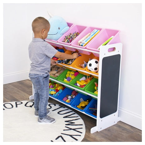 Humble Crew 16 Bin Toy Organizer with Chalkboard Panel