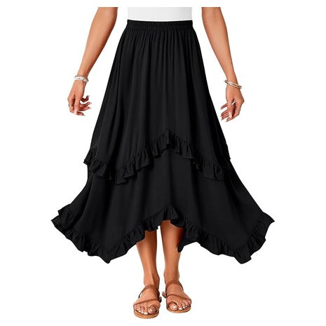 Women’s High-Waisted Tiered Ruffle Maxi Skirt (3 Styles)