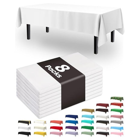 8 Disposable Plastic Rectangle Tablecloths