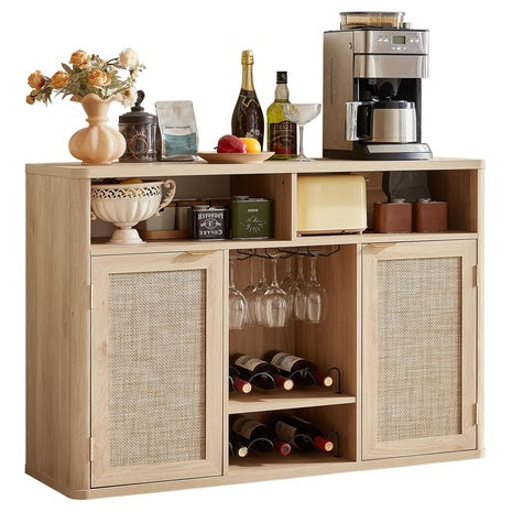 Lerliuo Rattan Wine Cabinet With 2 Doors