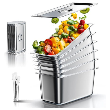 6-Pack Premium Thickened Stainless Steam Table Hotel Pans With Lid