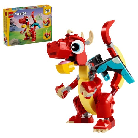 149-Piece LEGO Creator 3-in-1 Red Dragon Animal Toy Set (31145)