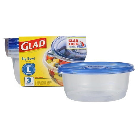 3 Glad Big Bowl Containers