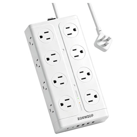 16-Outlets 6-USB Ports 1850J 4-Sided Surge Protector Power Strip W/ 6' Cords