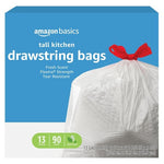 90-Count Amazon Basics 13 Gallon Flextra Tall Kitchen Drawstring Trash Bags