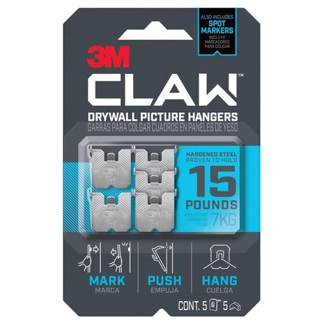 5-Pack 3M Claw Drywall Picture Hanger Set With Spot Markers