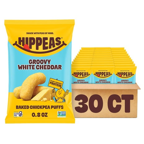 30 Bags Hippeas Groovy White Cheddar Chickpea Puffs (0.8oz)
