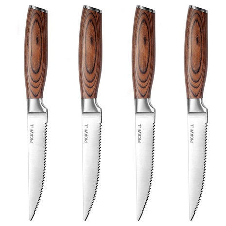 4 Steak Knives With Wooden Handles