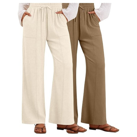 2-Pack Women's Loose Fit Linen Pants
