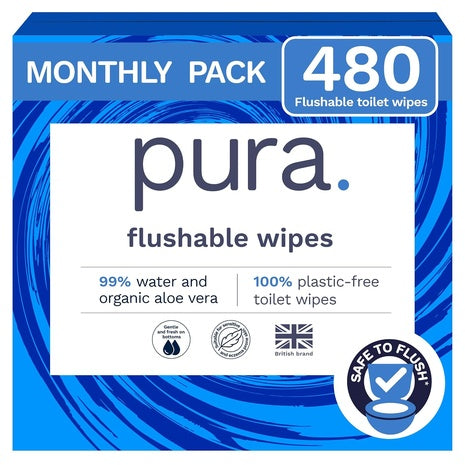 480 Pura XL Flushable Adult Wipes