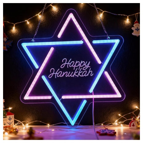Neon Happy Hanukkah Sign