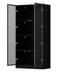 2-Door Wood Cabinet With Tempered Glass Doors