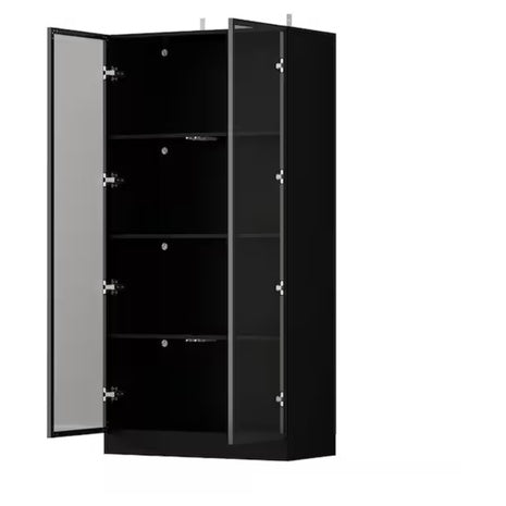 2-Door Wood Cabinet With Tempered Glass Doors