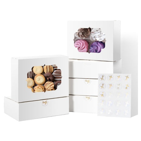 50-Pack 8” Bakery Boxes with Window (2 Colors)