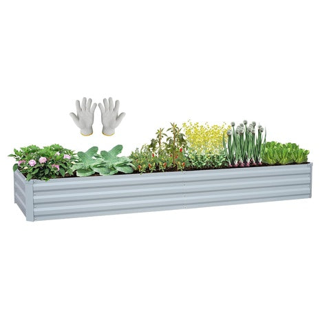 Sonfily 8' X 2' X 1' Galvanized Metal Raised Garden Bed